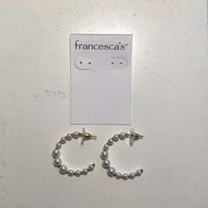 NWT Francesca’s Collection Pearl Hoop Earrings